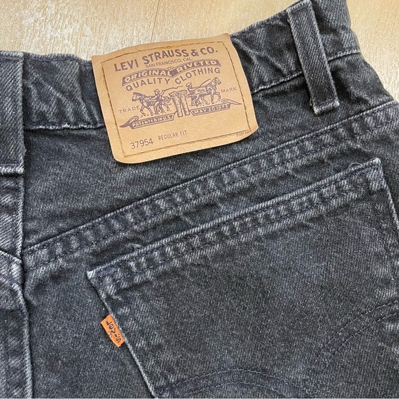 Vintage Levi’s Orange Tab Cuffed Black Shorts Sz 13 - Picture 2 of 6